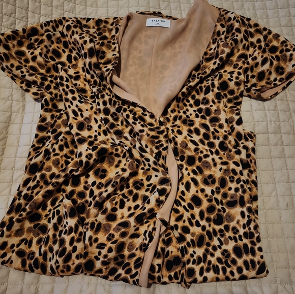 Aritzia Babaton Wallace Dress Leopard Wrap Lined Black Brown Women’s Size XS - Picture 5 of 11